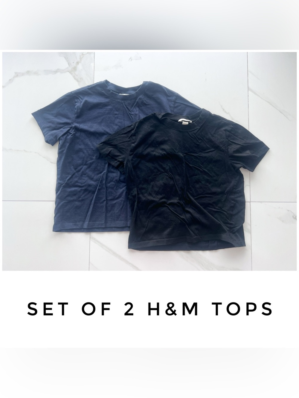 Set of 2 H&M tops size Small cotton black blue